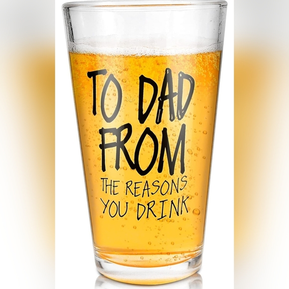 16 OZ Funny Beer Glass Gifts for Dad Men Grandpa Stepdad Father in Law Husband - Picture 1 of 6